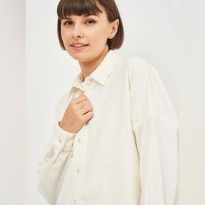 ZARA ivory fine wale corduroy Shirt Jacket Shacket, Size M